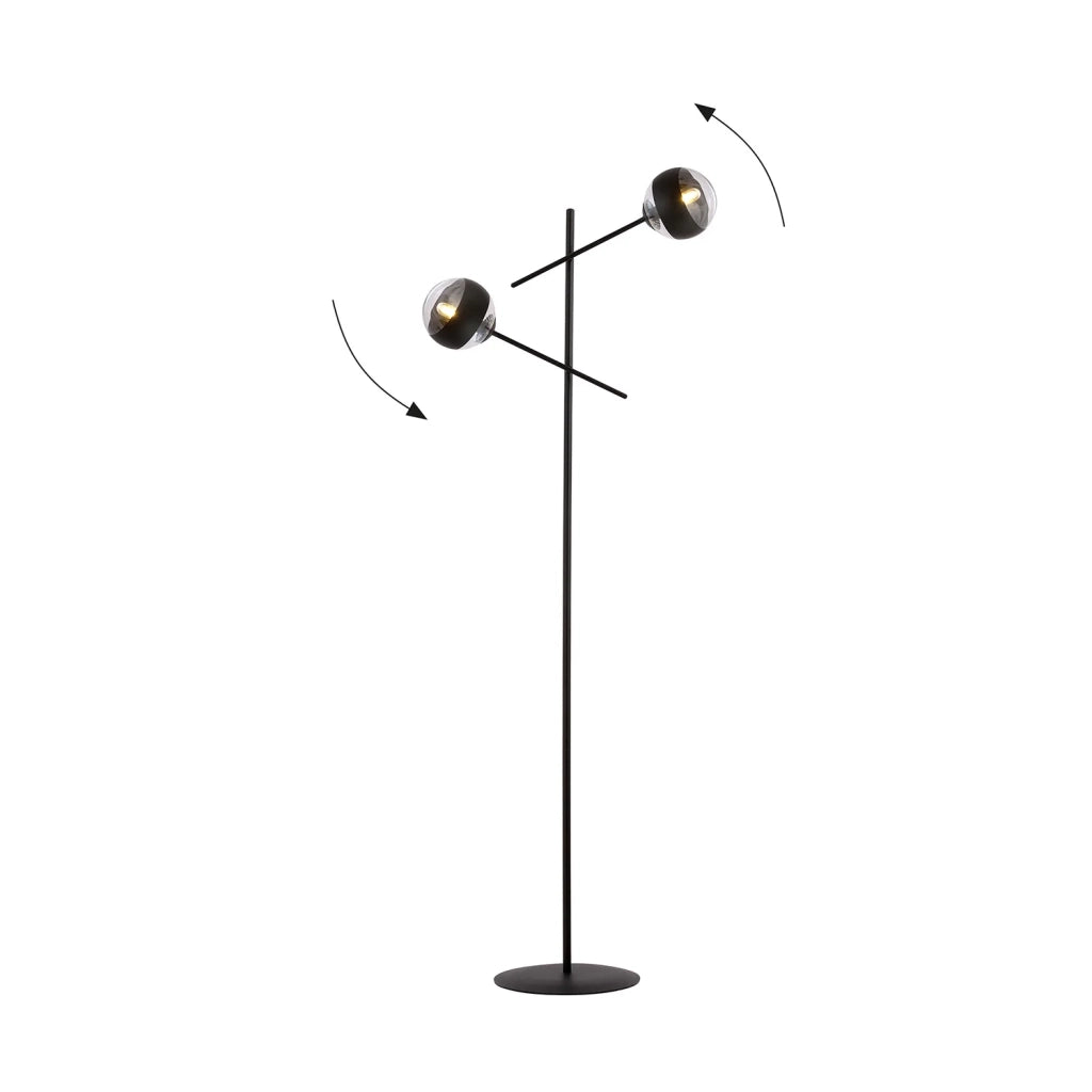 Piantana Contemporaneo Yama Acciaio Nero 2 Luci E14 Ip20