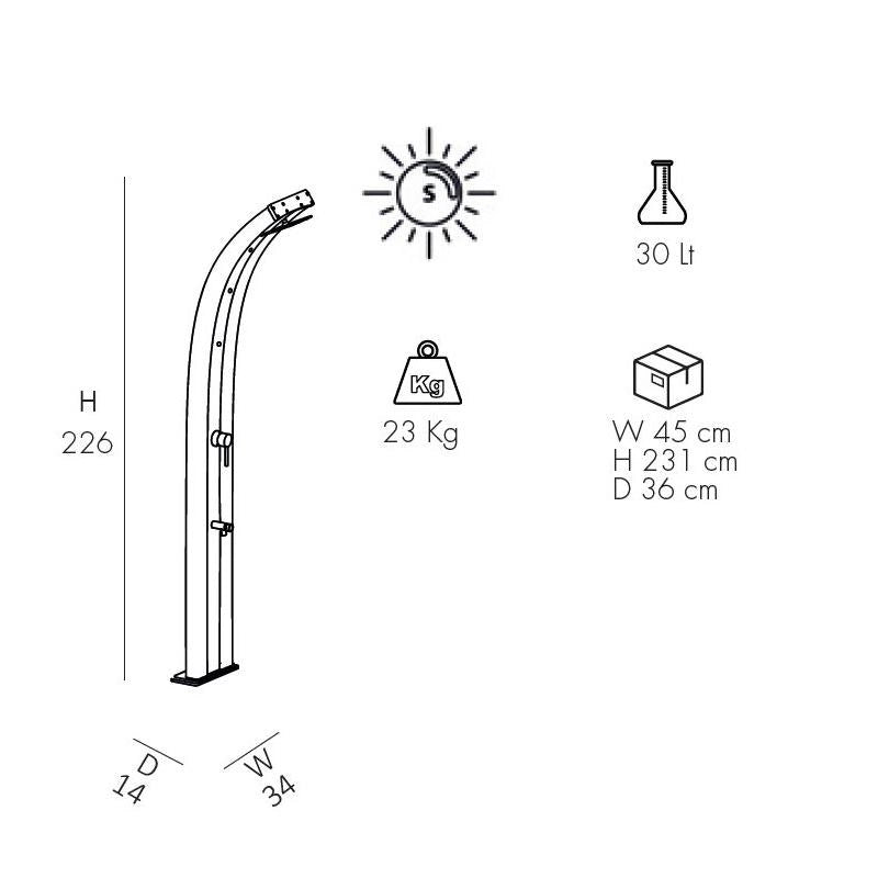 Doccia Solare In Alluminio Dada 40 Litri Con Miscelatore, Lavapiedi E Nebulizzatore Colore Fuxia Cv-D350/4003