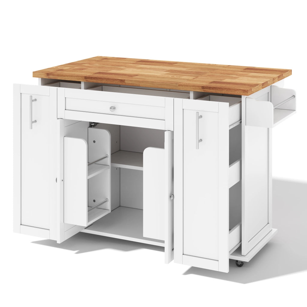 Carrello da cucina con piano ribaltabile; 3 cassetti; 2 ante e ripiani; per cucina; 120×45×87 cm