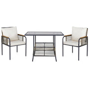 Set da bistrot da terrazza composto da 3 pezzi in rattan PE 104 x 66 x 71 cm. Comodo e salvaspazio. Design elegante nei colori marrone e bianco sporco. 20_0019513