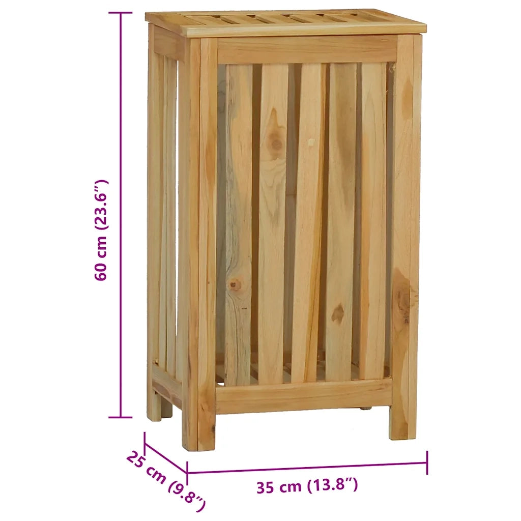 Cesto del Bucato 35x25x60 cm in Legno Massello di Teak 340758