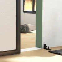 Kit Porta Scorrevole 90kg max Salvaspazio in Acciaio al Carbonio con Accessori 244x0.5x4 cm, Nero