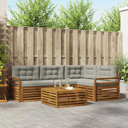 Set di divani da esterno 5 pcs Grigio Naturale e Chiaro
