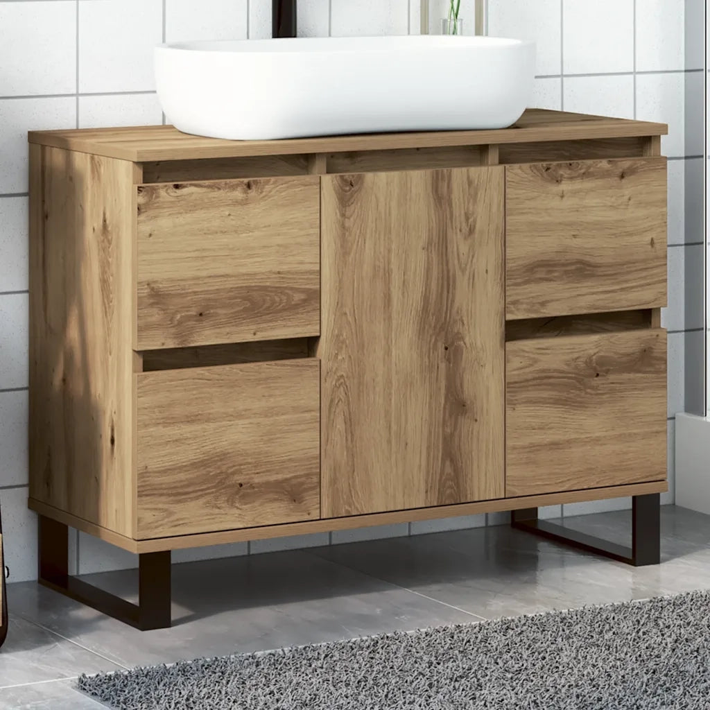 Mobiletto da Bagno Rovere Artigianale 80x33x60 cm in Truciolato