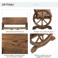 Panca da Giardino 2 Posti con Schienale Alto, in Legno di Abete, 114x58x80 cm, Marrone