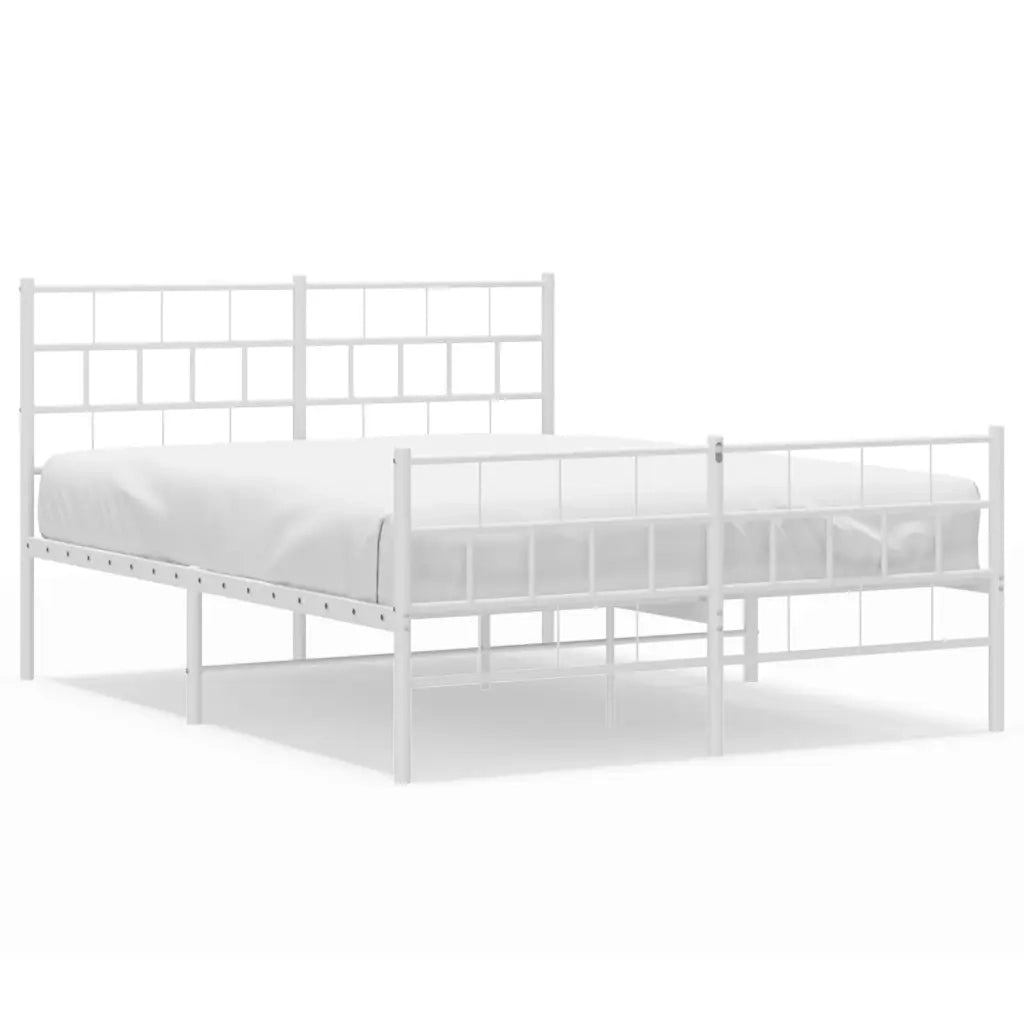 Giroletto con Testiera e Pediera-Struttura Letto Metallo Bianco 120x200 cm 721238