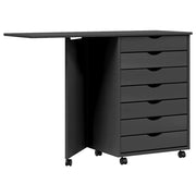 Armadio su ruote con scrivania pieghevole 105,5 x 39 x 74,5 cm design moderno pratico per la camera da letto realizzato in legno di pino grigio 02_0047170