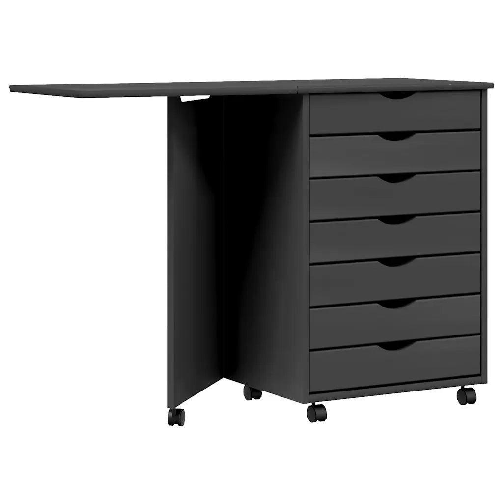 Armadio su ruote con scrivania pieghevole 105,5 x 39 x 74,5 cm design moderno pratico per la camera da letto realizzato in legno di pino grigio 02_0047170
