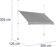 Manubrio Uniprodo - 2 - 3,1 m - 300 x 120 cm - Resistente ai raggi UV - Grigio antracite/Bianco