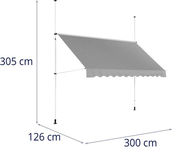 Manubrio Uniprodo - 2 - 3,1 m - 300 x 120 cm - Resistente ai raggi UV - Grigio antracite/Bianco