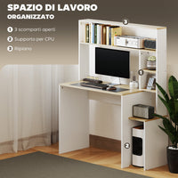 Scrivania per Computer Moderna 113x45x138.5 cm con Libreria e Porta CPU Rovere