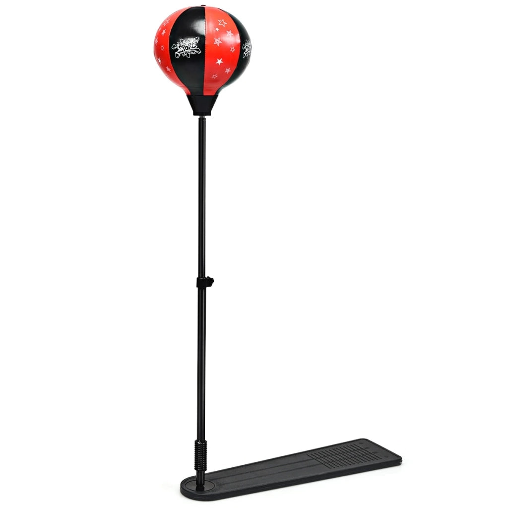 Punching Ball per Bambini Regolabile 85-130cm con Guantoni e Pompa Base Antiscivolo in PE e PVC per Casa e Gioco