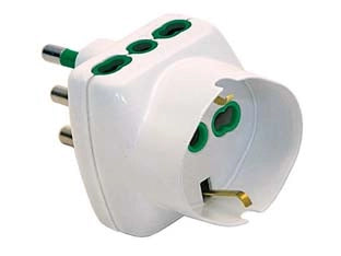 Adattatore Triplo 2 Poli + Terra Schuko Bipasso Bianco 82240 Fanton 5 Pezzi