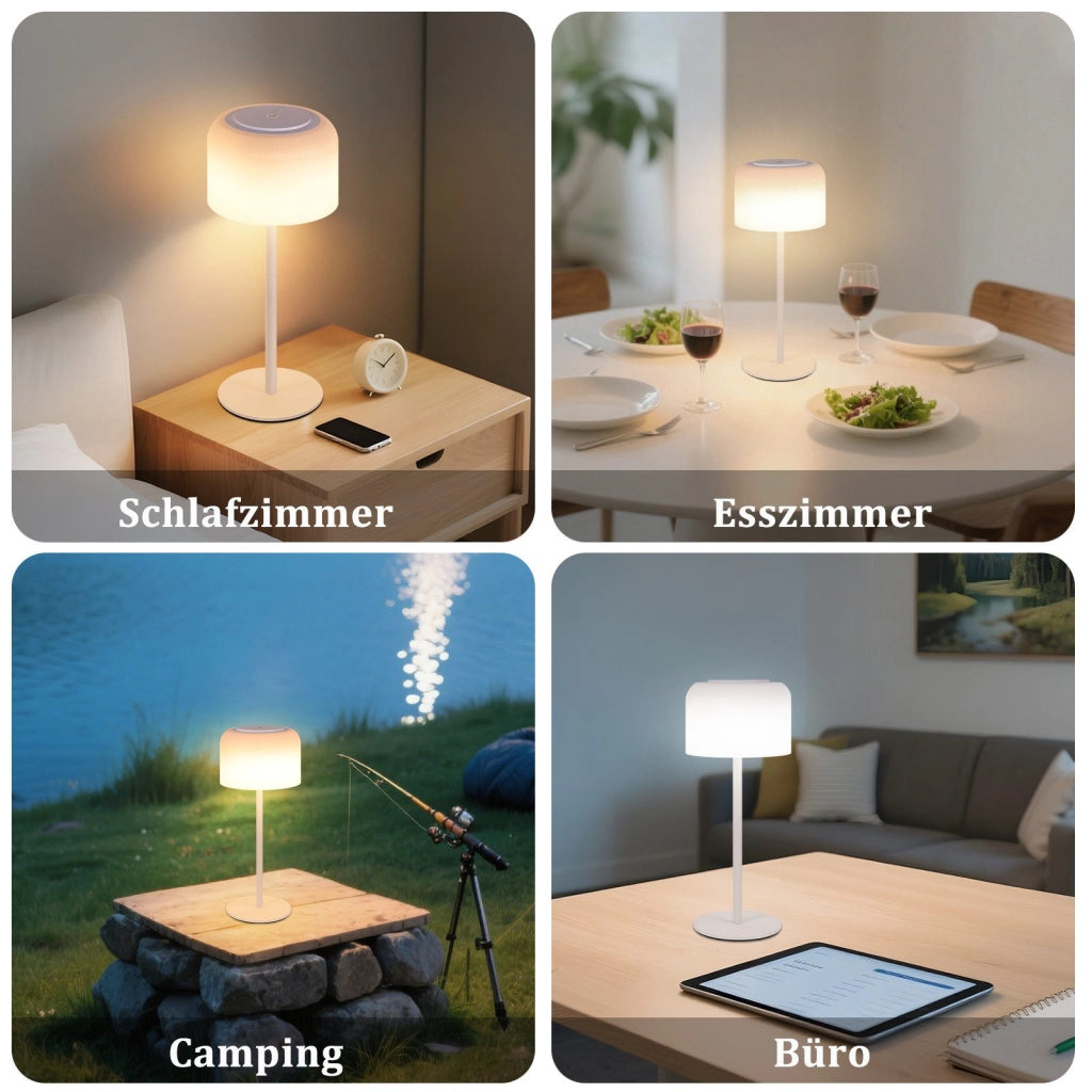 ZMH Lampada da tavolo LED wireless bianca batteria touch dimmerabile 3 temperature colore per camera letto soggiorno