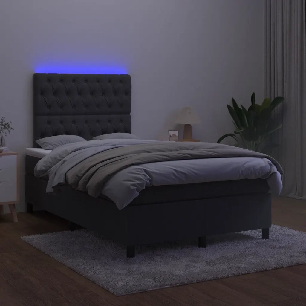 Letto a Molle con Materasso e LED Nero 120x190 cm in Velluto 3270331