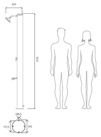 Doccia Solare da Giardino 28L Miscelatore e Lavapiedi Tevere N Nero Opaco