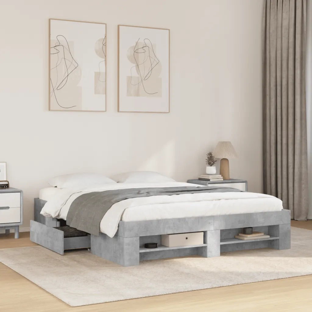Giroletto senza Materasso Grigio Cemento 160x200cm Truciolato