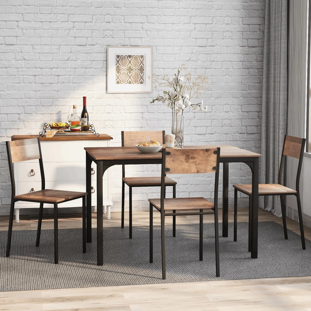 TAVOLO DA PRANZO Set da 5 pezzi 108x65 cm Marrone con 4 sedie