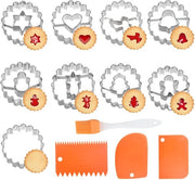 Set di stampi per biscotti Linzer 9 pezzi Modelli per biscotti natalizi attrezzi da cucina per biscotti Modelli per biscotti natalizi Spedito con un piccolo pennello in plastica e tre coltelli in plastica da taglio