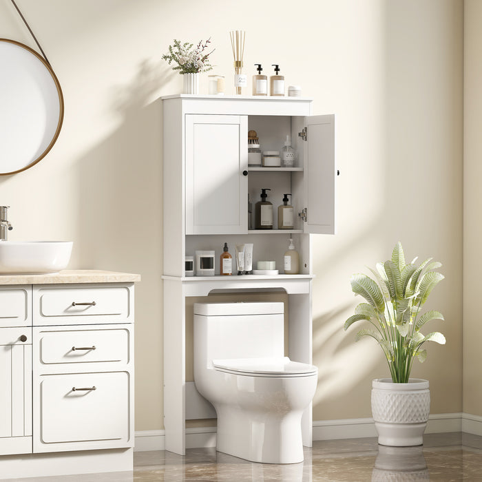 Mobile Sopra WC con Armadietto 65x22x161 cm in Legno Bianco