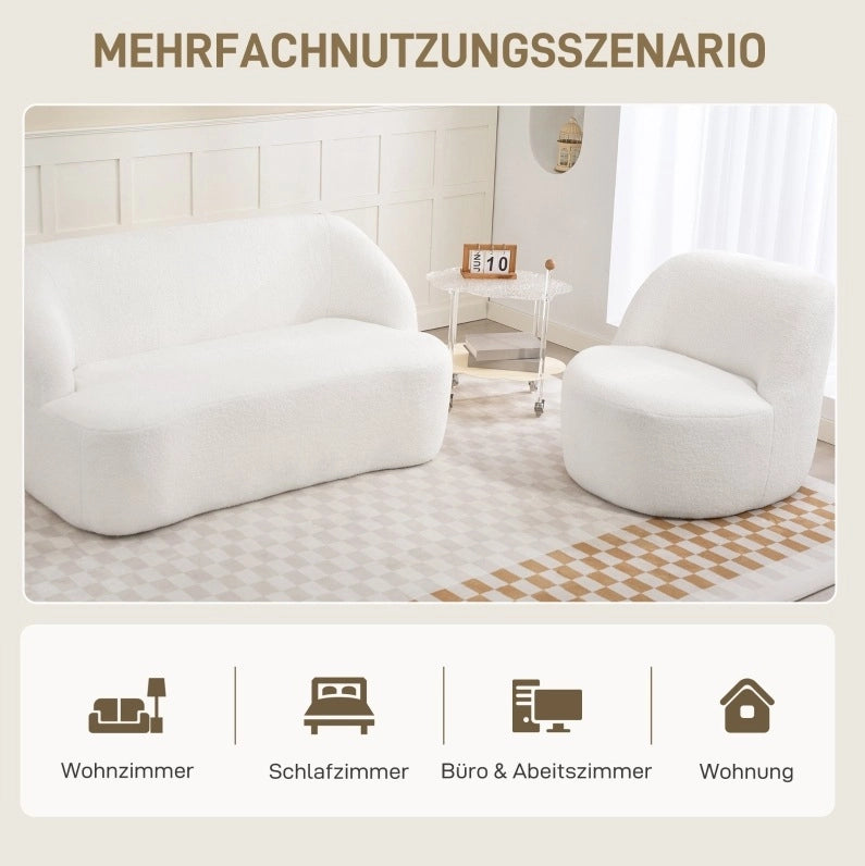 Divano moderno in poliestere color crema