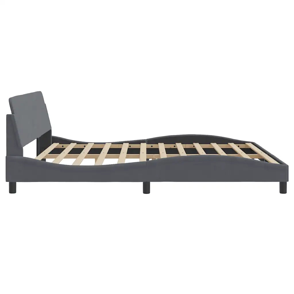 Letto matrimoniale | Letto per adulti | Giroletto Dover Grigio Scuro 200x200 cm Velluto