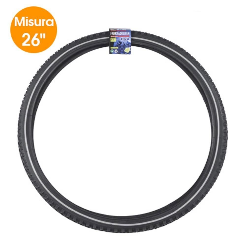 Trade Shop - Pneumatico Per Bicicletta Mtb Riflettente 26 1,75 Con Battistrada Bici Ruota -