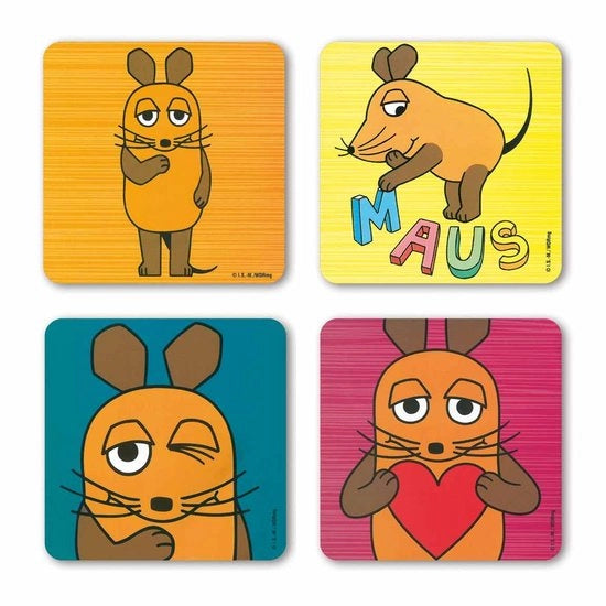 Maglietta con la Muis | Muis | Supporti | Set da 4 | Gomma | 10x10cm | Stampante duraturo | Prodotto originale con licenza