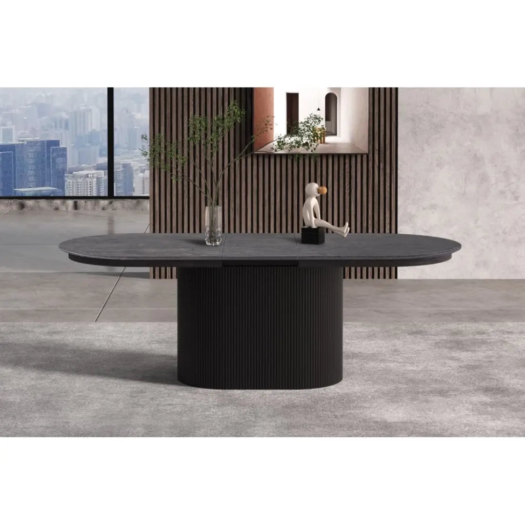 Tavolo allungabile VAGOS – 180-220 cm – Forma ovale – Colore marrone scuro – Stile Design