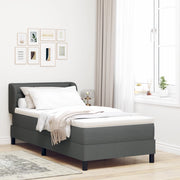 Letto a molle con materasso  - Grigio scuro, 90x190 cm, Tessuto