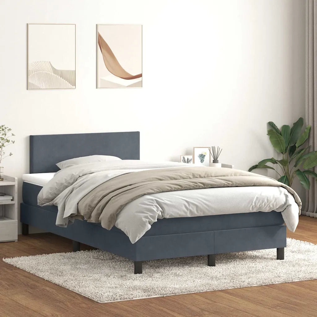 vidaXL Giroletto a Molle con Materasso Grigio Scuro 120x220 cm Velluto