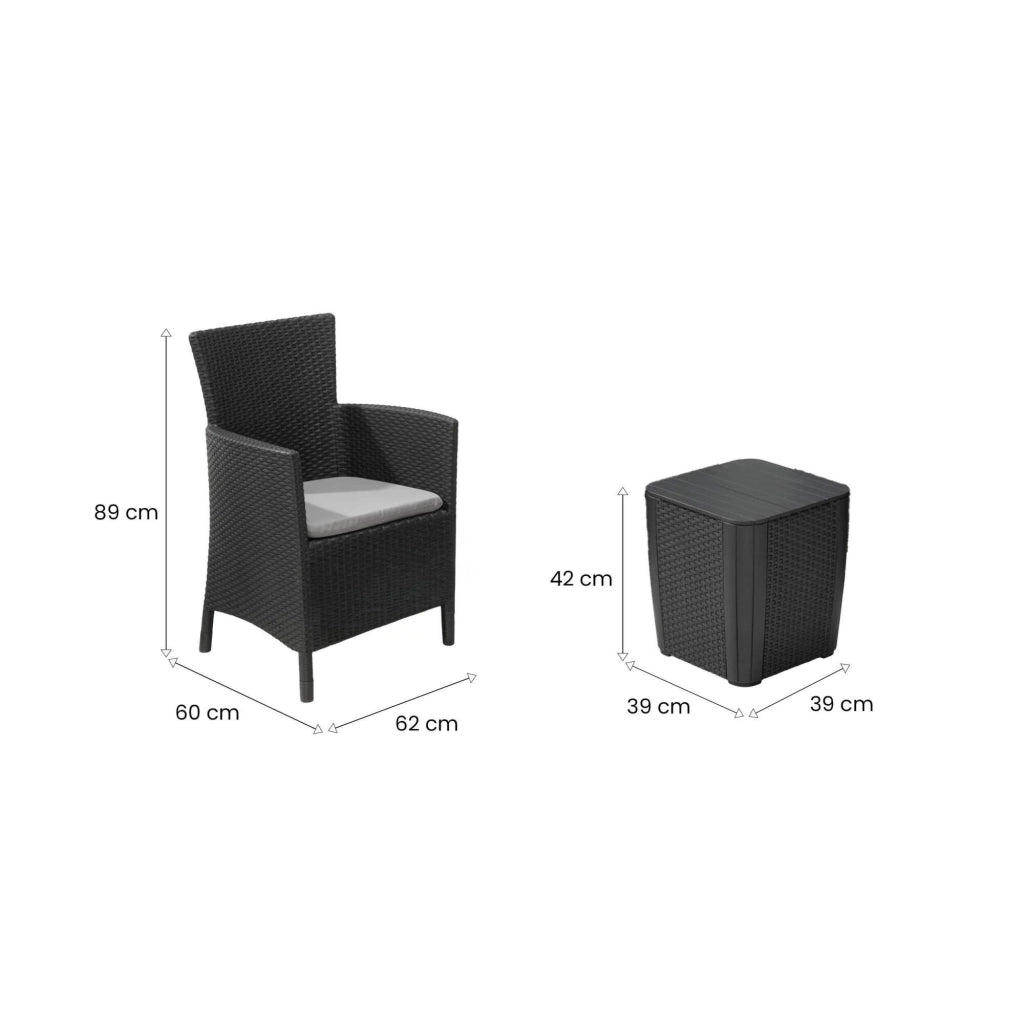 Set salotto da esterno Viking, Salottino outdoor, Set da balcone o giardino, Composizione soggiorno per esterni, 62x60 h89 cm, Antracite