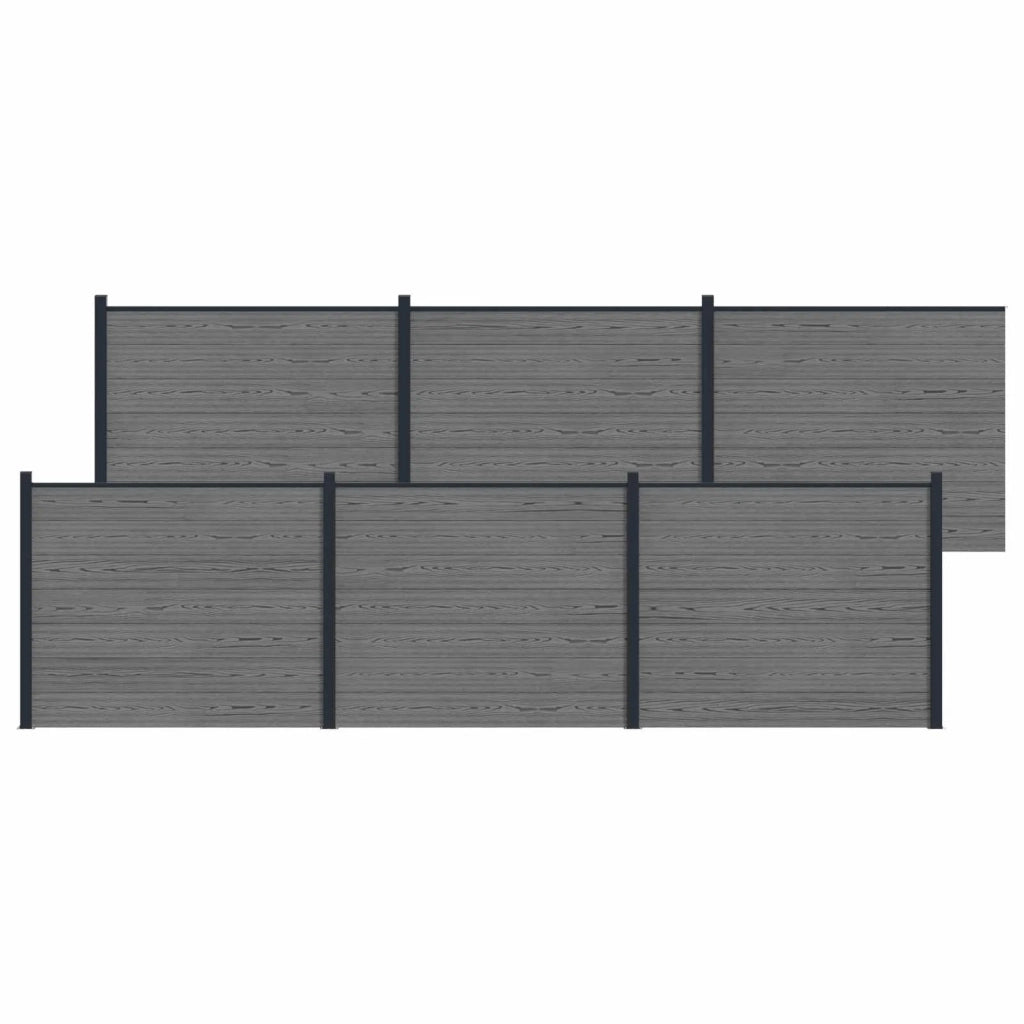 Pannello di Recinzione 6 pcs WPC e Alluminio Grigio
