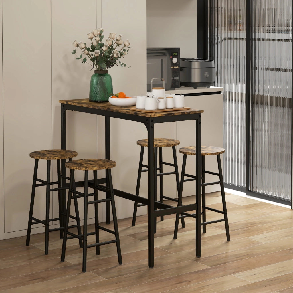 Set Tavolo da Pranzo e Sedie 5 Pezzi ¨C zephmum ¨C Rettangolare, Nero e Marrone