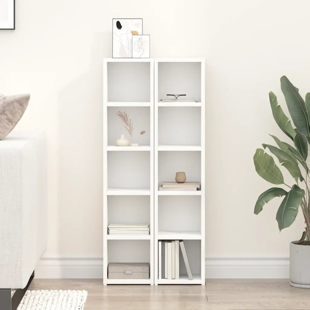 Scaffali Porta CD 2 pz Bianchi 21x16x93,5 cm Legno Multistrato 802696