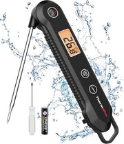 Termometro di carne portatile con sonde di temperatura pieghevole, resistente all'acqua IPX6 con calibrazione e blocco, termometro per pentola a frittura ad aria calda, cucina, barbecue e forno