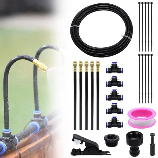 Kit di irrigazione per giardino 360 gradi - Systema di irrigazione automatico - Systeema di irrigazione per giardino - Aspiratore di acqua per piante - Bocchetta di acciaio inox regolabile - Tubo di PE 5 m