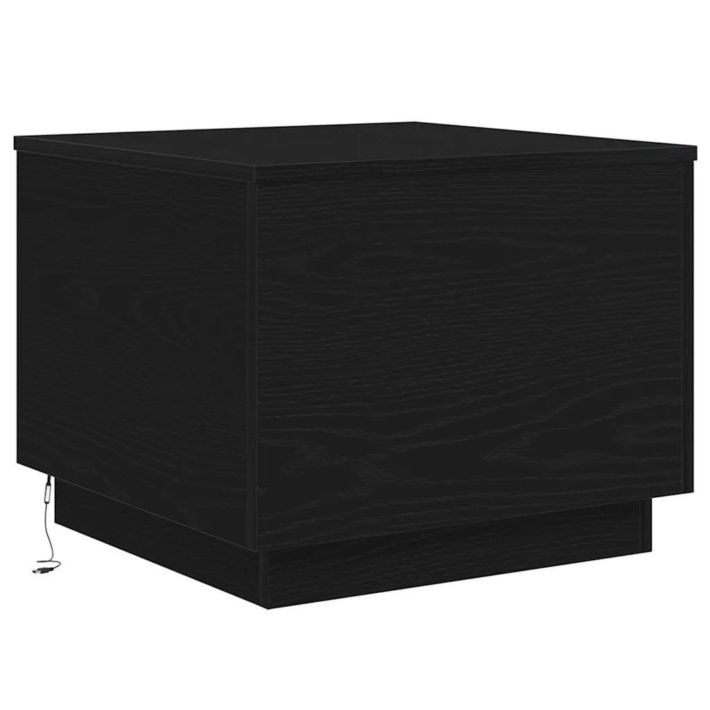 Tavolino da salotto | Tavolino da caff¨¨ | Tavolino da Soggiorno con Luci LED Rovere Nero 50x50x40 cm