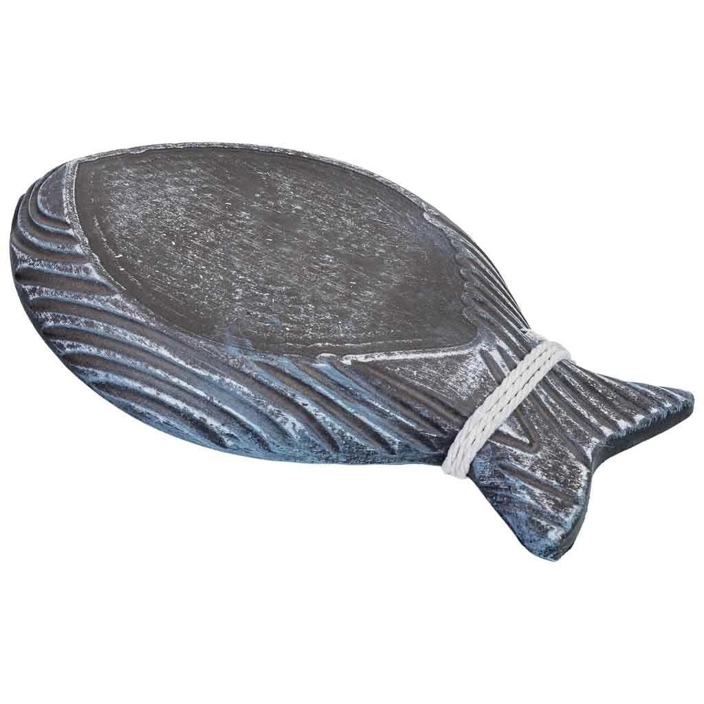 Vassoio decorativo in legno blu 24x14,5x3h cm