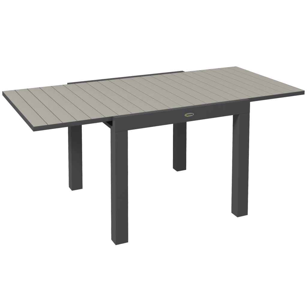 Tavolo da Giardino Allungabile per 4-6 Persone con Piano a Doghe, in Alluminio, 81/162x80x75 cm, Grigio