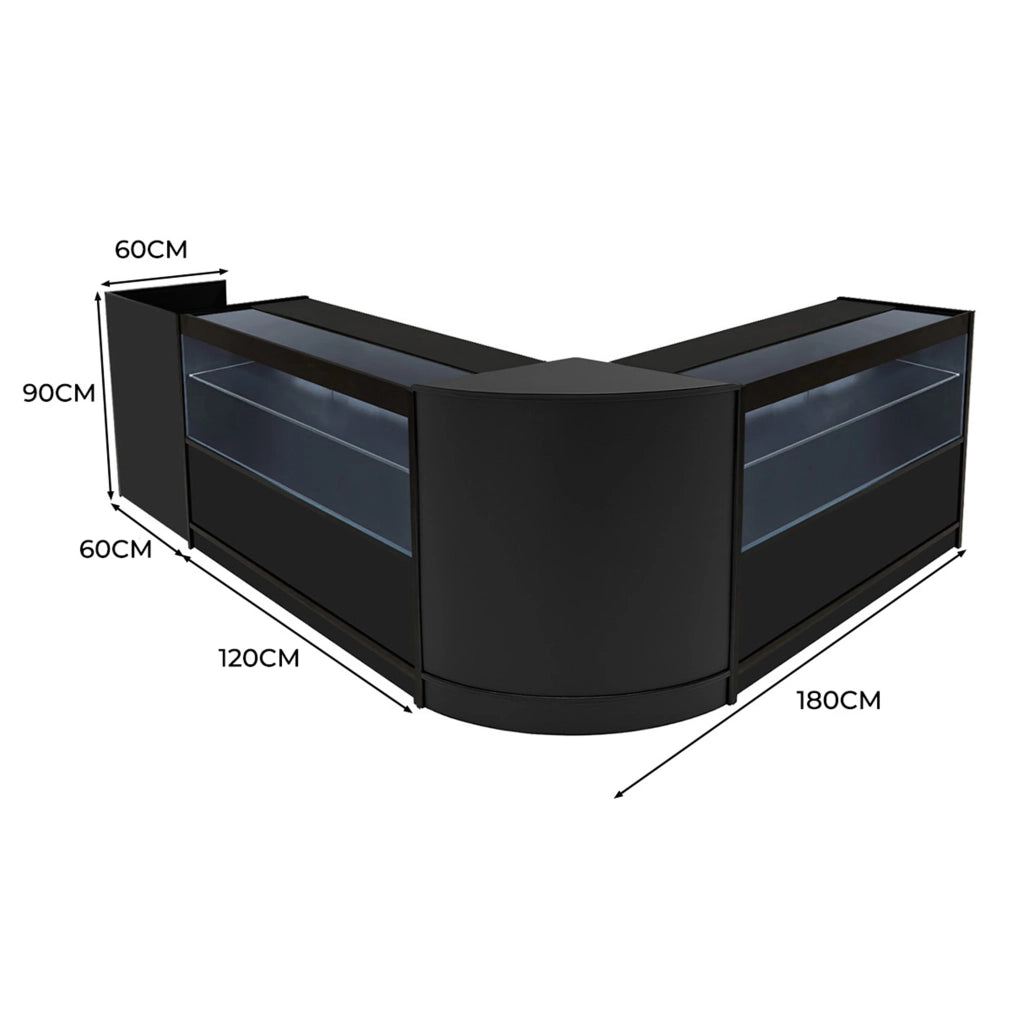 Set Banconi Negozi Nero Phoenix LED C1200 CM60 TB60 con Serrature e Vetrina