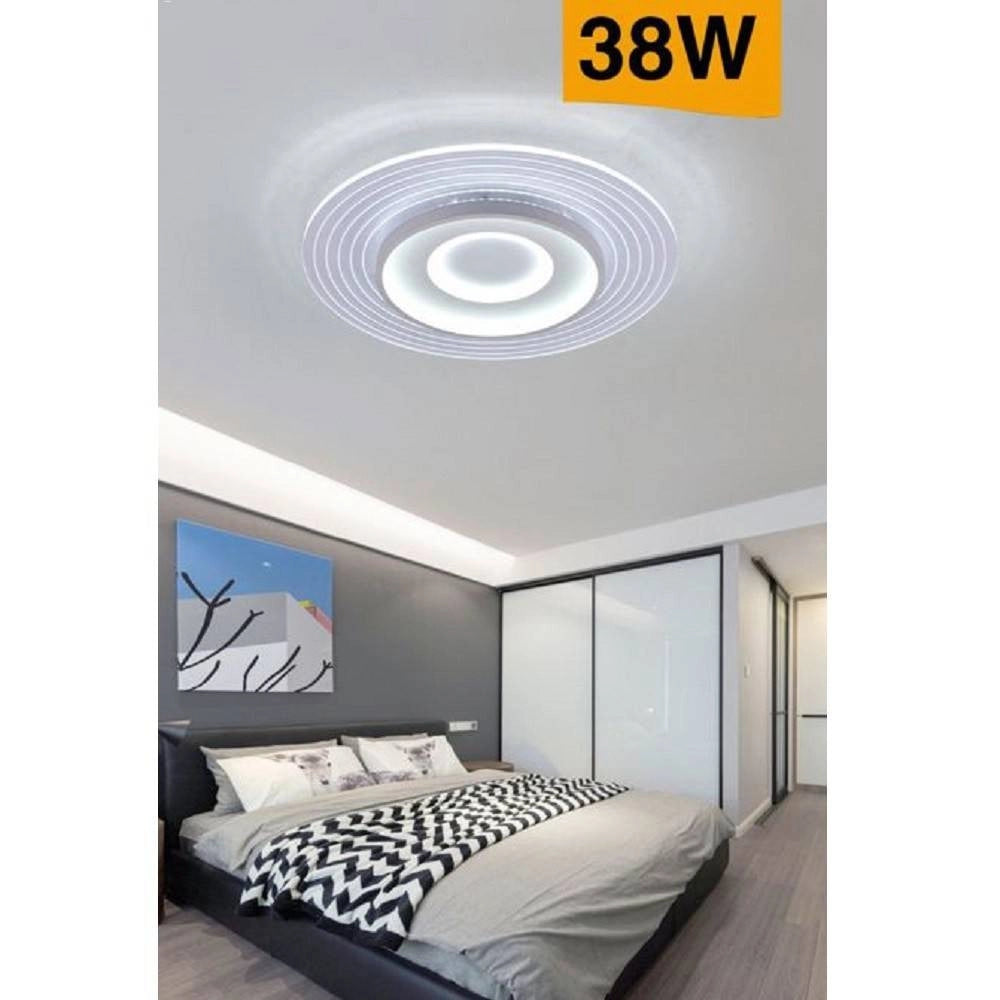 Trade Shop - Plafoniera Led Moderna 38 Watt Finitura Bianca Luce Calda Fredda Naturale C40-b -