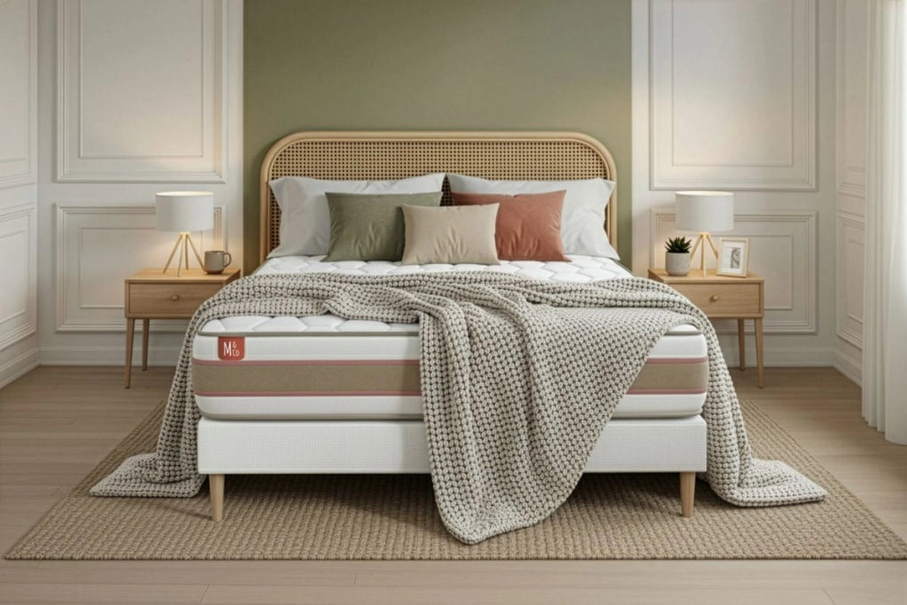 Pacchetto letto completo - Materasso 180x200cm + Box spring con doghe (kit) + 2 cuscini + Piumino - Le Délicat