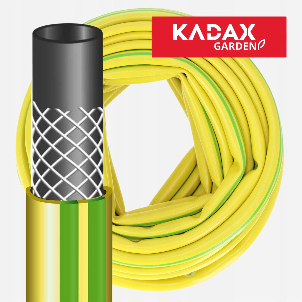Tubo da giardino KADAX da 20 m, diametro 3/4 di pollice, per acqua, 3 strati di gomma resistente, PVC flessibile