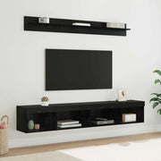 Set di Mobiletto da TV a Parete con led 5 pz-Credenza per TV sospesa Rovere Nero