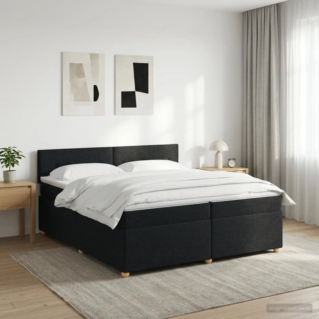 Letto box spring con materasso Nero 200 x 200 cm Tessuto 3451037