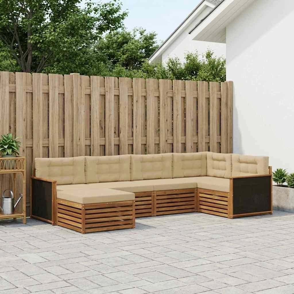 Set di divani da esterno 6 pz Naturale e Beige 3383556