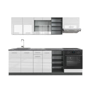 Cucina componibile R-Line Bianco lucido/Antracite 240 cm, PL Antracite Vicco