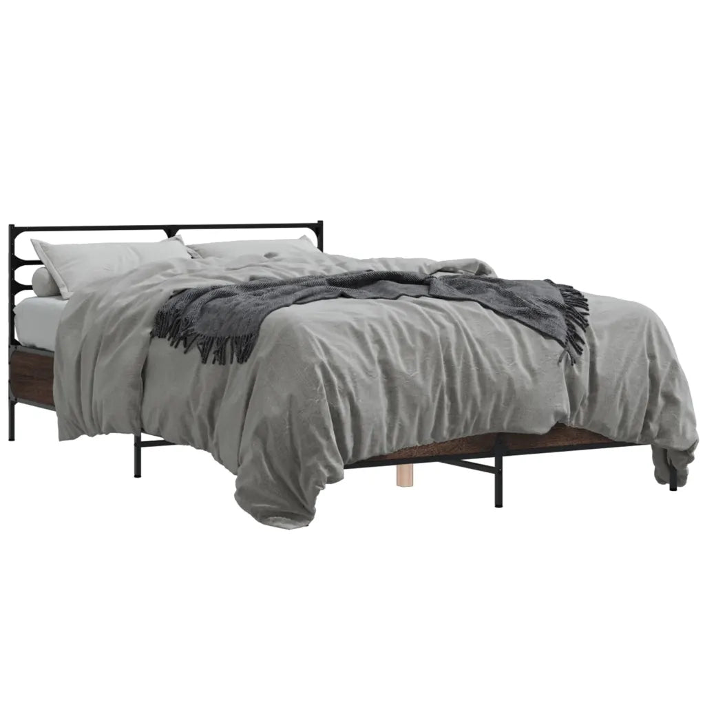 Giroletto-Struttura Letto Rovere Marrone 120x200cm in Legno Multistrato Metallo 103995