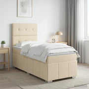 Letto box spring con materasso Crema 90 x 200 cm Tessuto 3454055